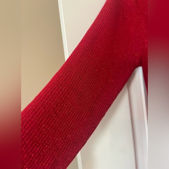 Laura Scott Rich Metallic Red Ribbed Button Down Sweater Women’s Size XL - Picture 3 of 13